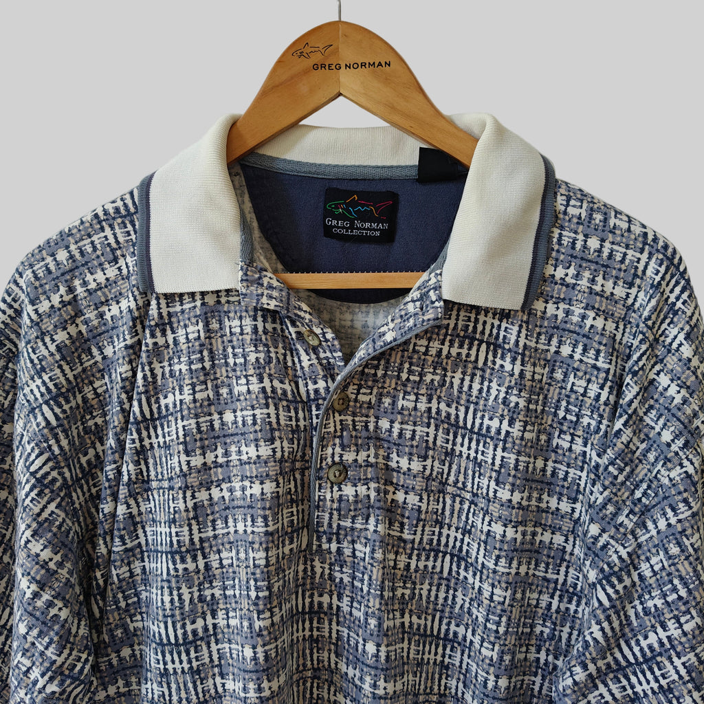 Greg Norman 90's Print Golf Polo Shirt - Large