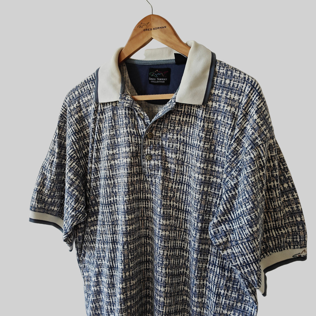 Greg Norman 90's Print Golf Polo Shirt - Large