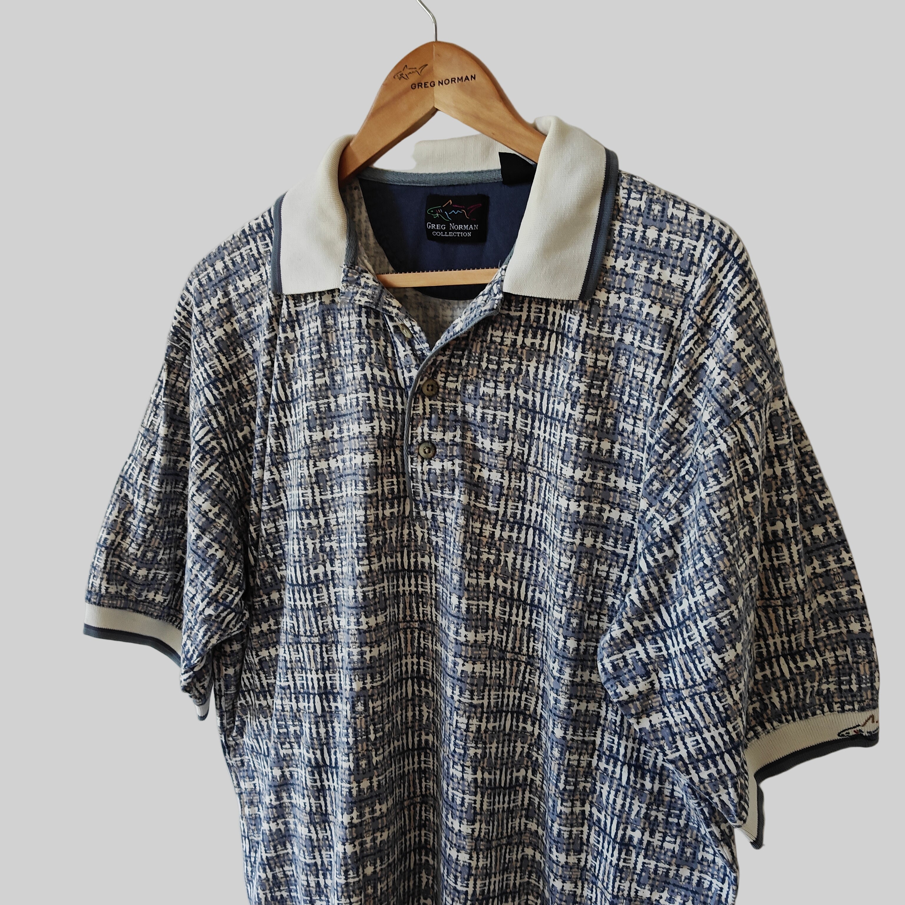 Greg Norman 90's Print Golf Polo Shirt - Large