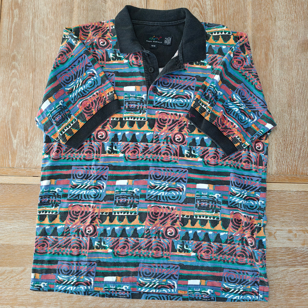 Greg Norman 90's Print Golf Polo Shirt - Medium