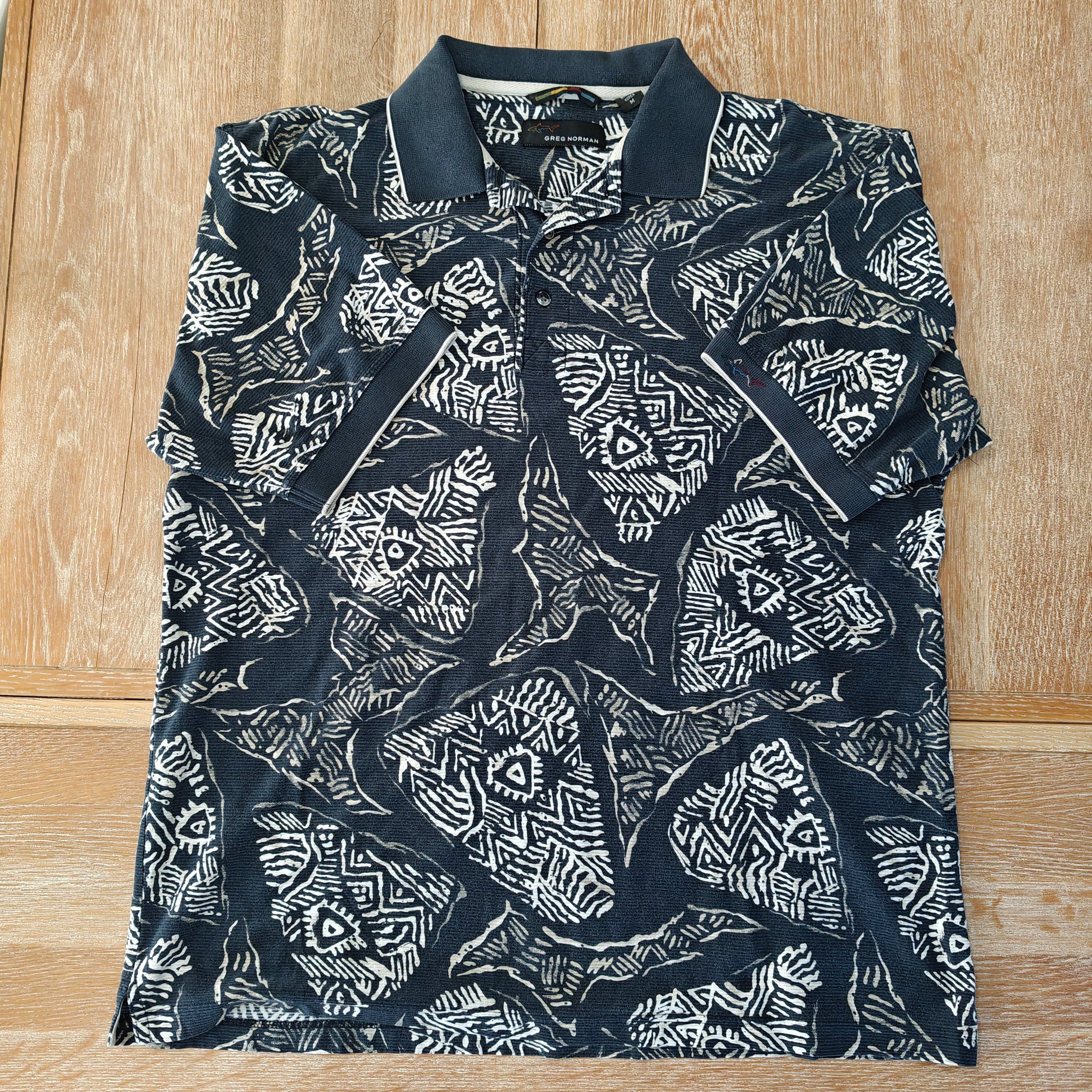 Greg Norman 90's Print Golf Polo Shirt - Medium