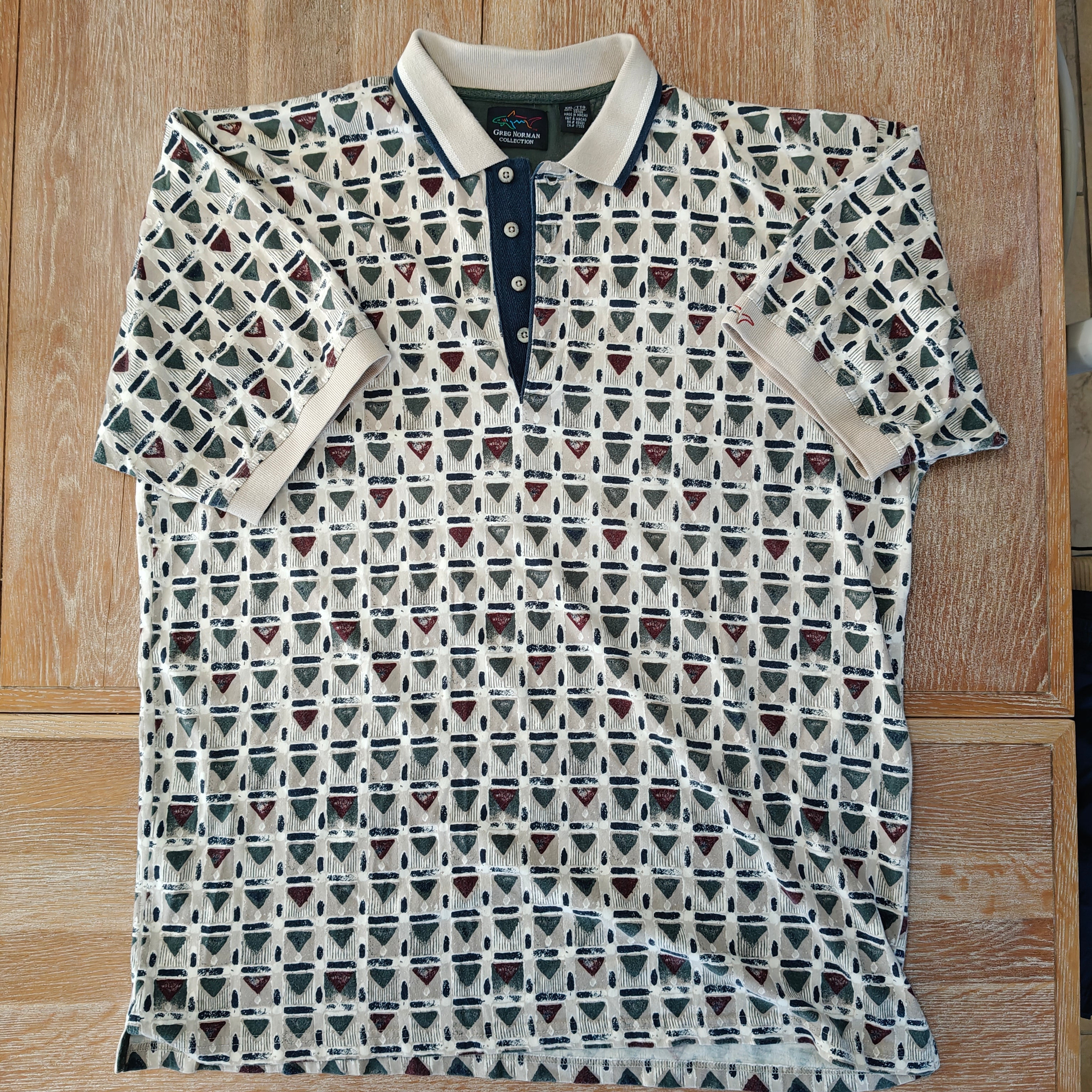 Greg Norman 90's Print Golf Polo Shirt - 2XL