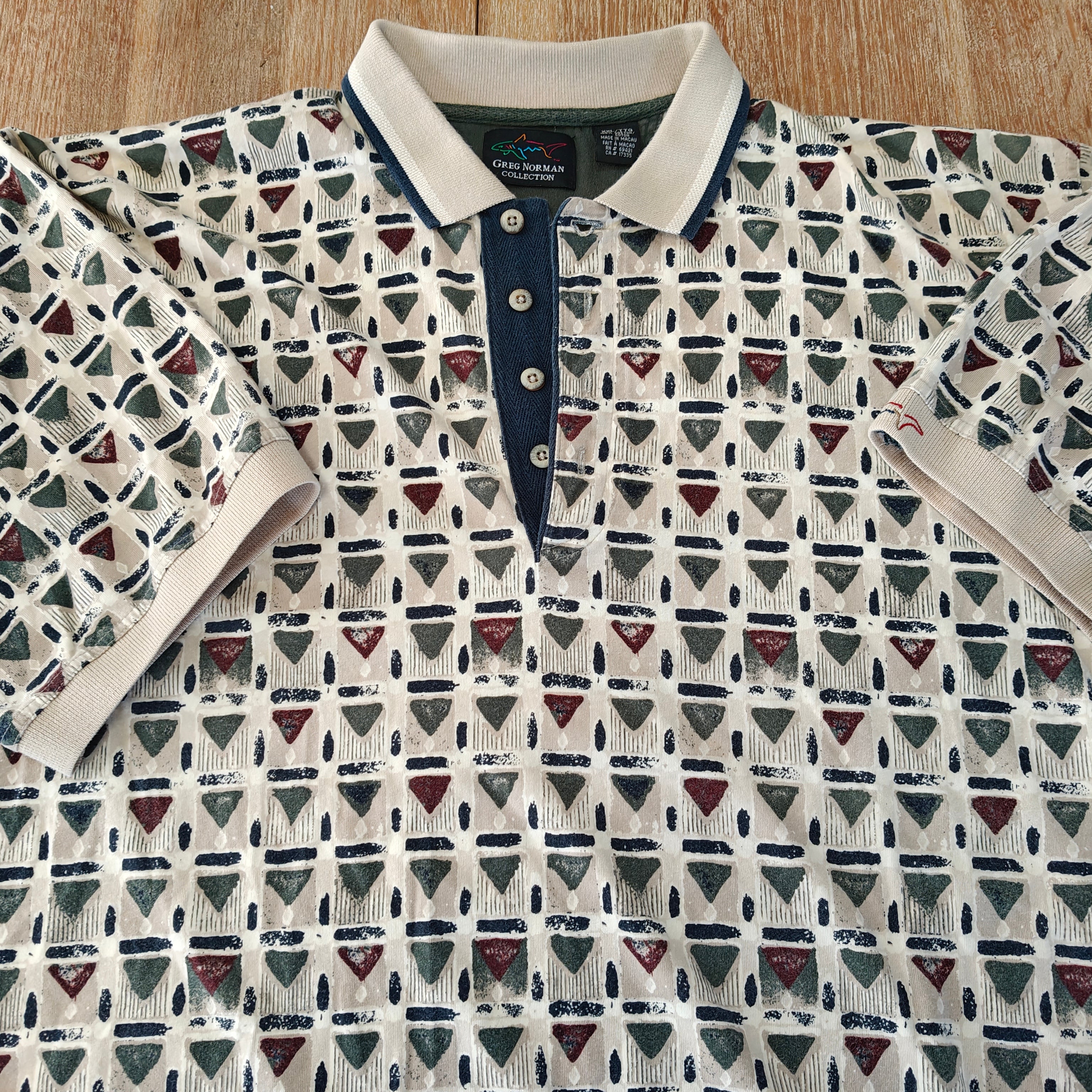 Greg Norman 90's Print Golf Polo Shirt - 2XL