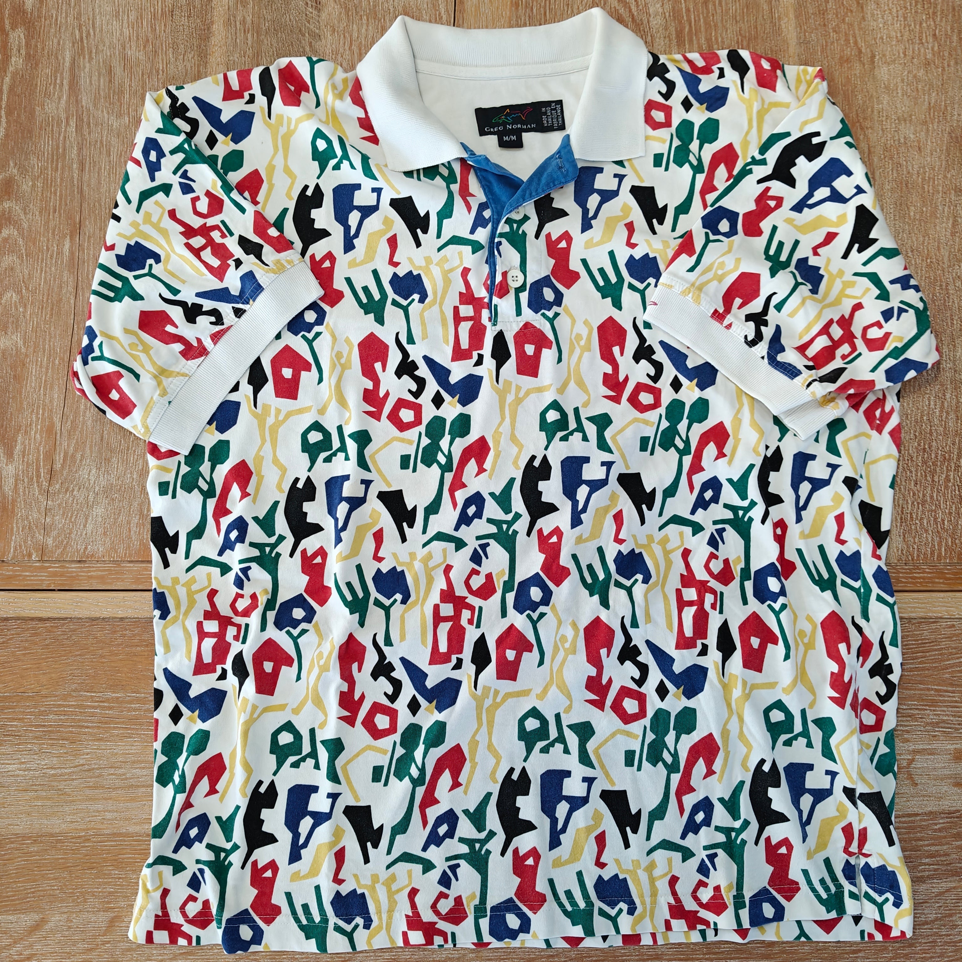 Greg Norman 90's Print Golf Polo - Medium