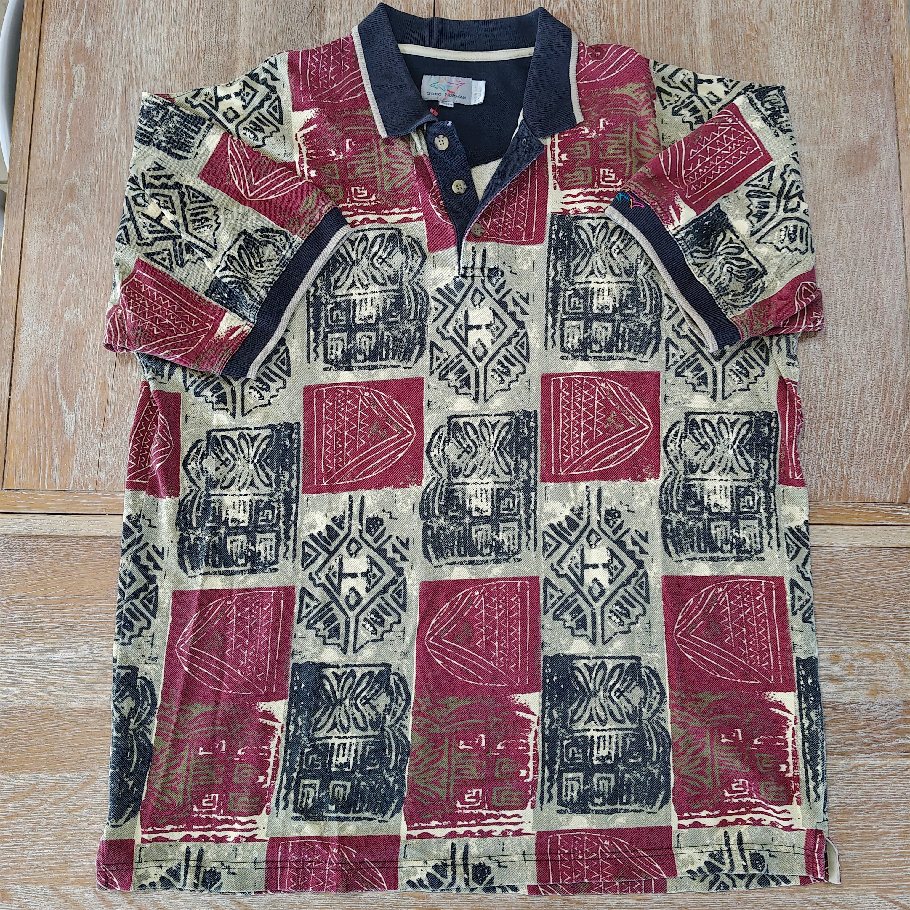 Greg Norman 90's Print Golf Polo - X-Large