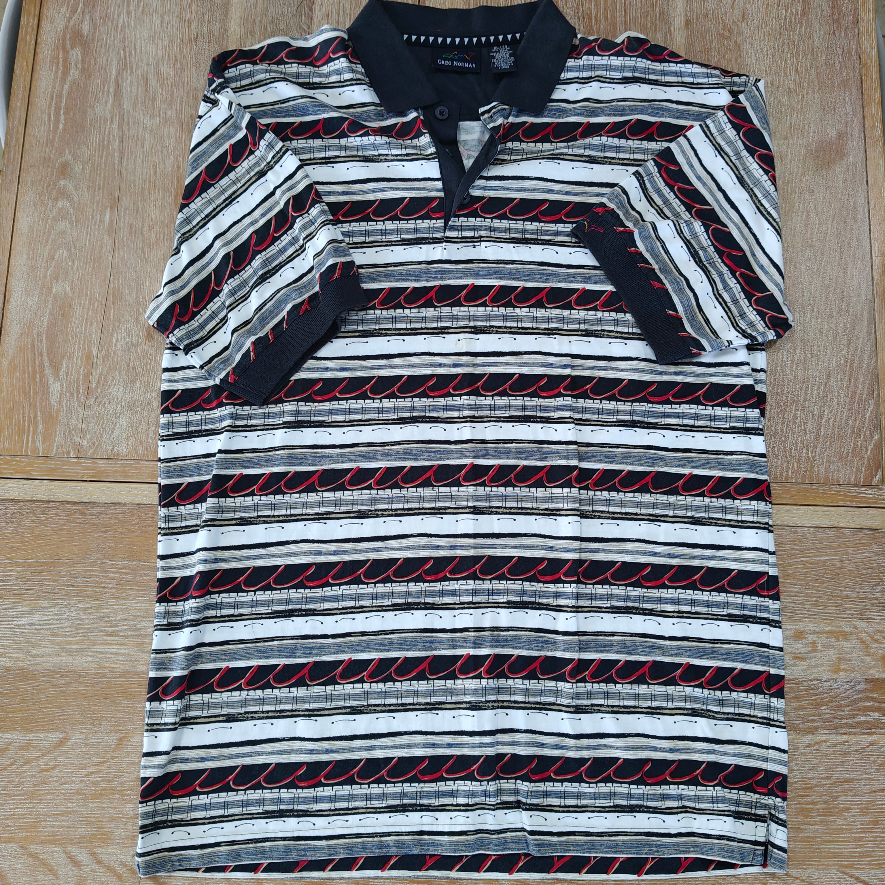 Greg Norman 90's Print Golf Polo - X-Large