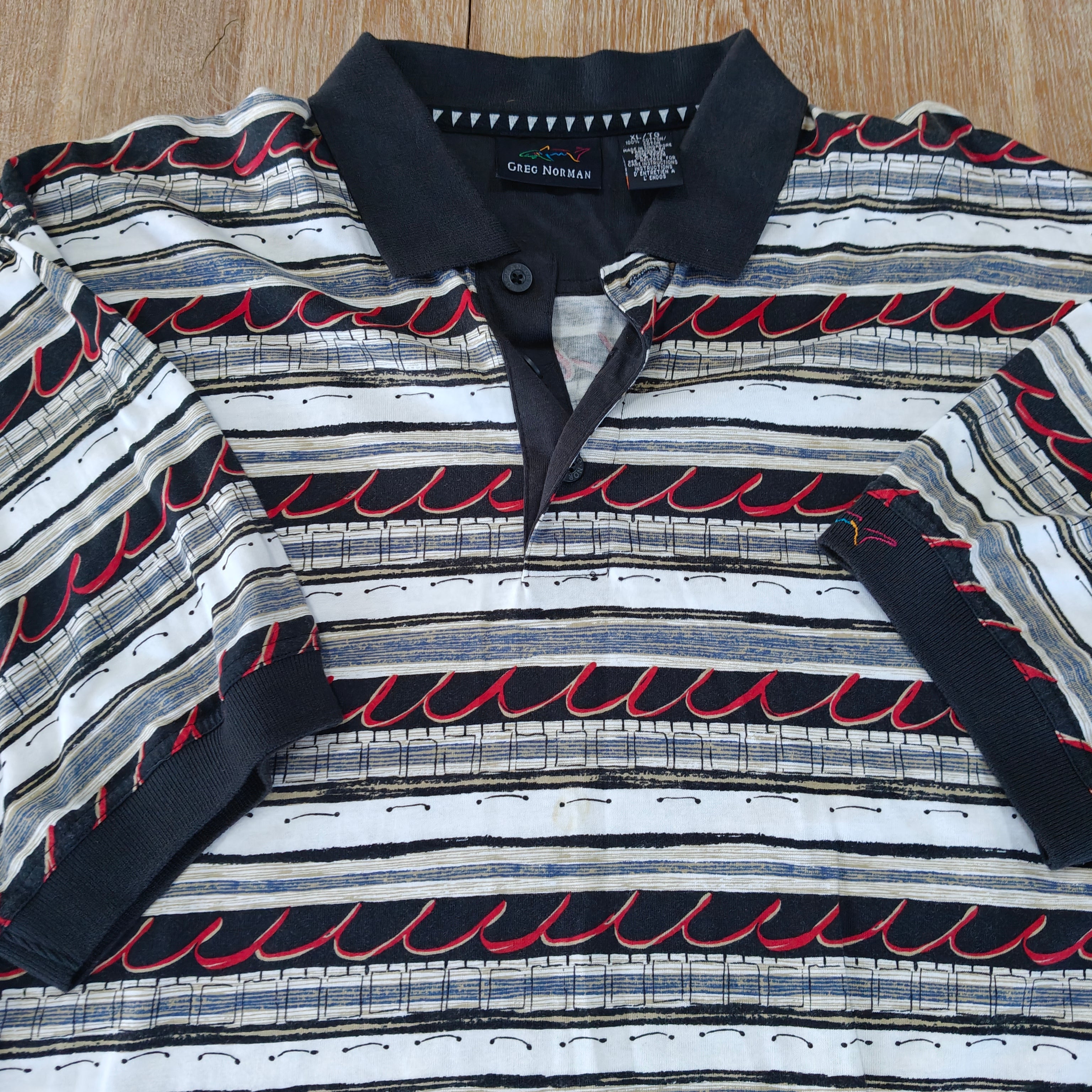 Greg Norman 90's Print Golf Polo - X-Large