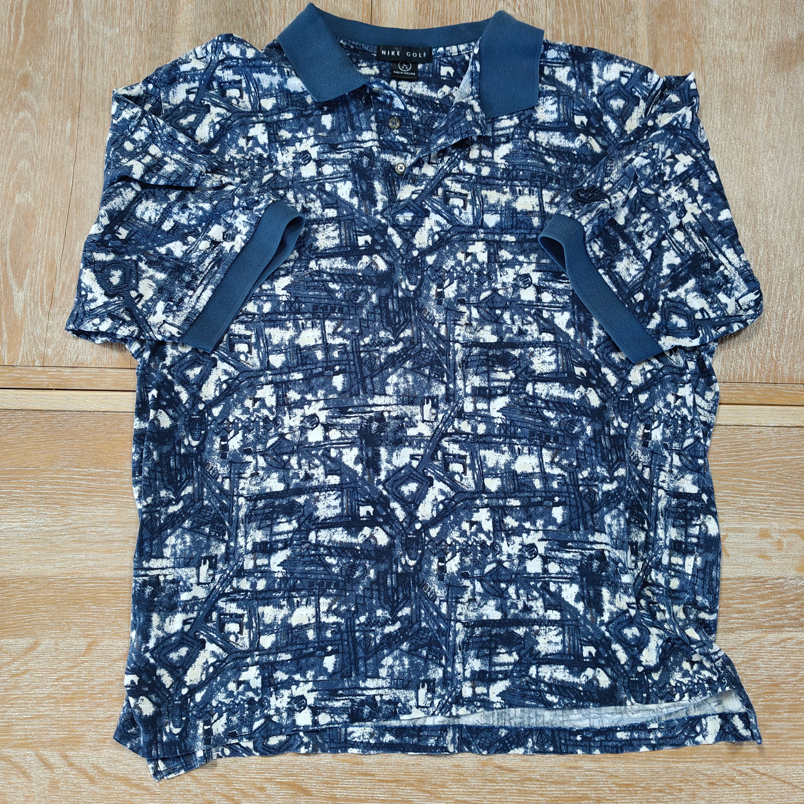Nike 90's Print Golf Polo Shirt - Large