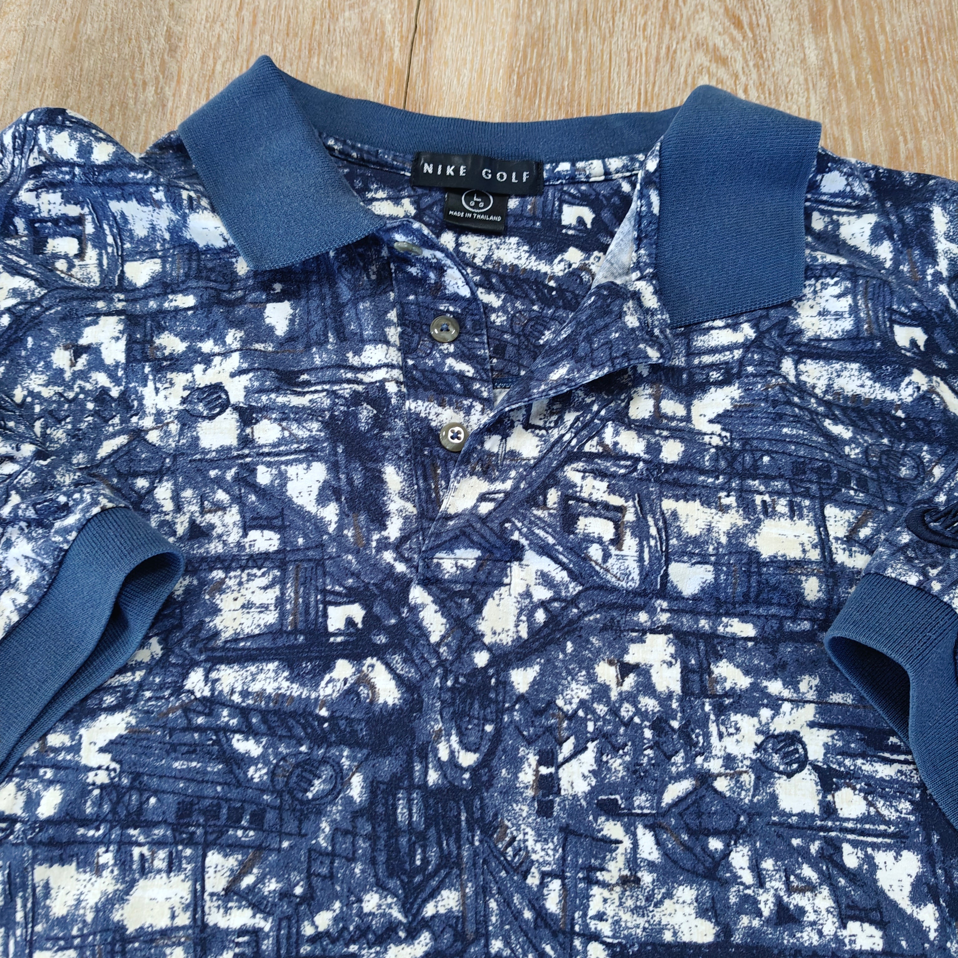Nike 90's Print Golf Polo Shirt - Large