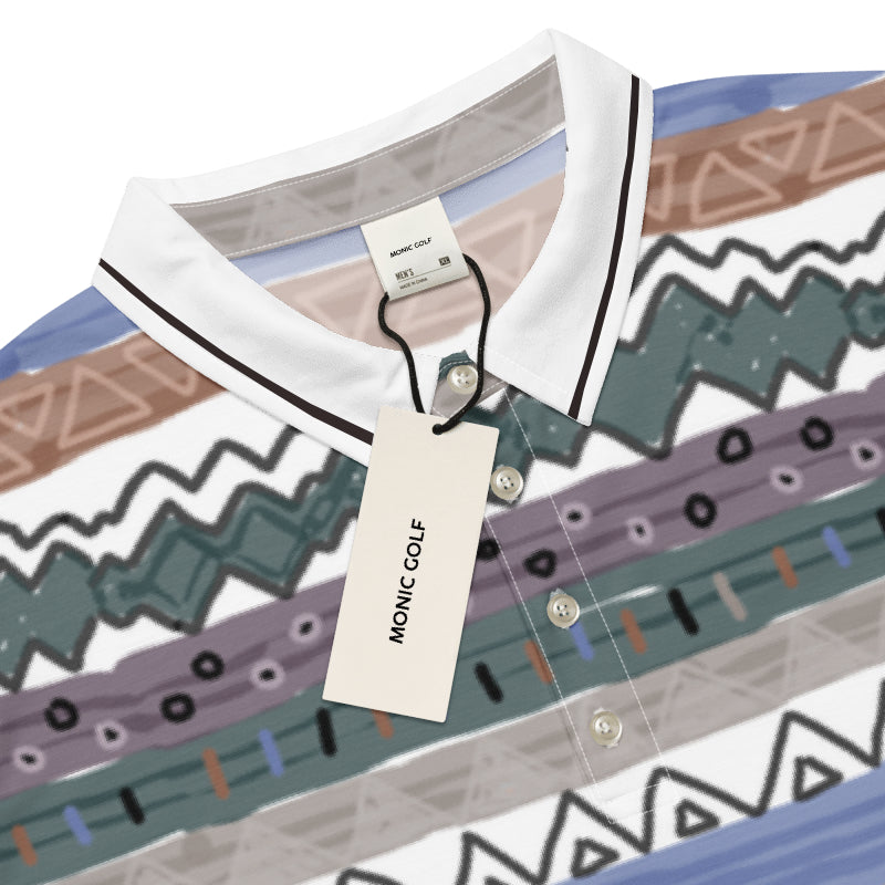 Monic Golf Abstract Print Polo Shirt