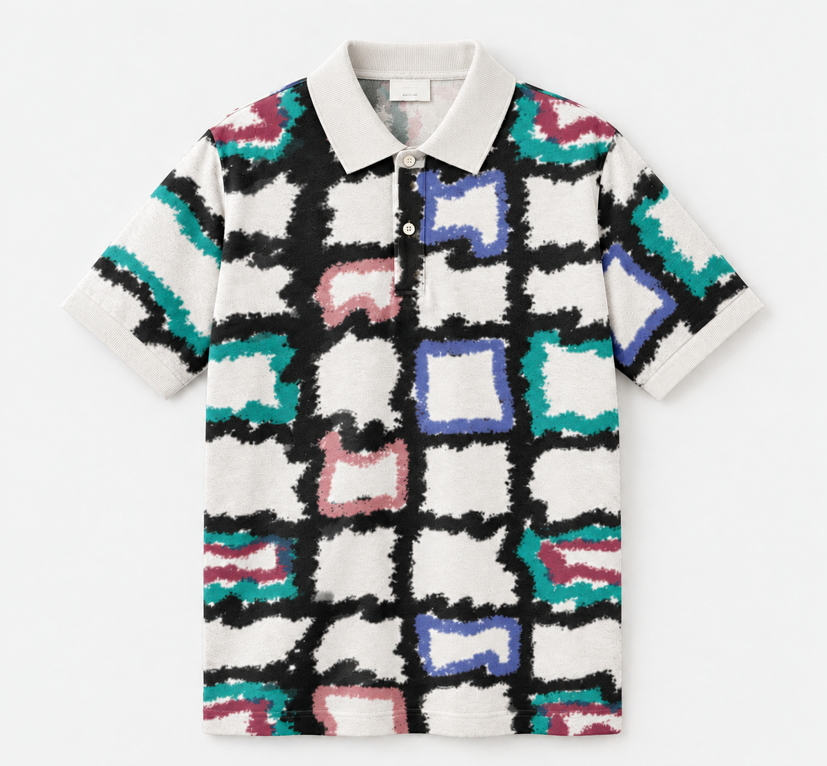 Monic 'Get Grid' Print Golf Shirt
